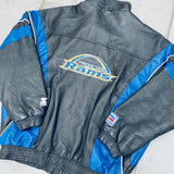 St. Louis Rams: 1990's Blackout Leather Proline Fullzip Starter Bomber Jacket (L)