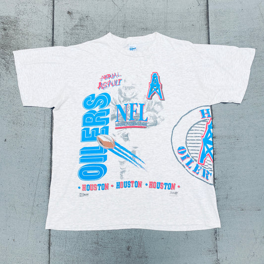 Houston Oilers: 1990's Salem Sportswear All Over Print Tee (L)