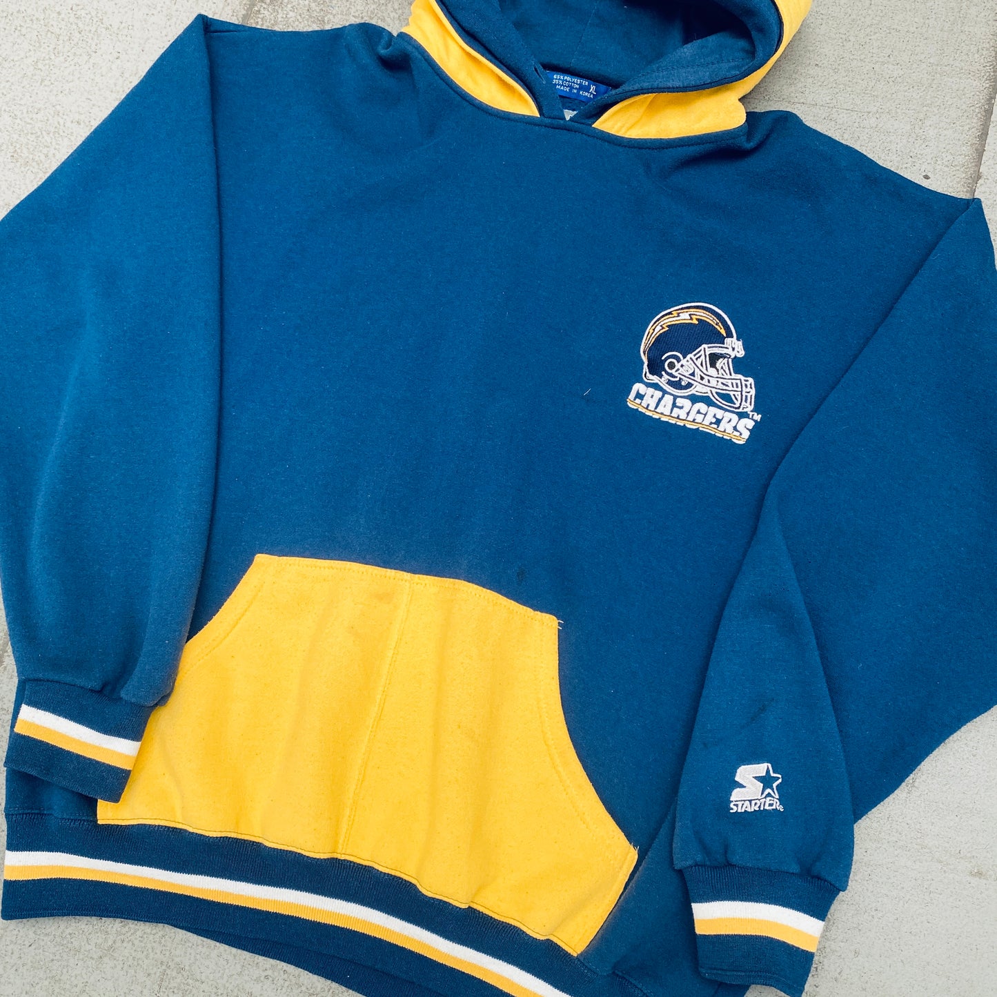 San Diego Chargers: 1990's Double Hood Starter Hoodie (XL)