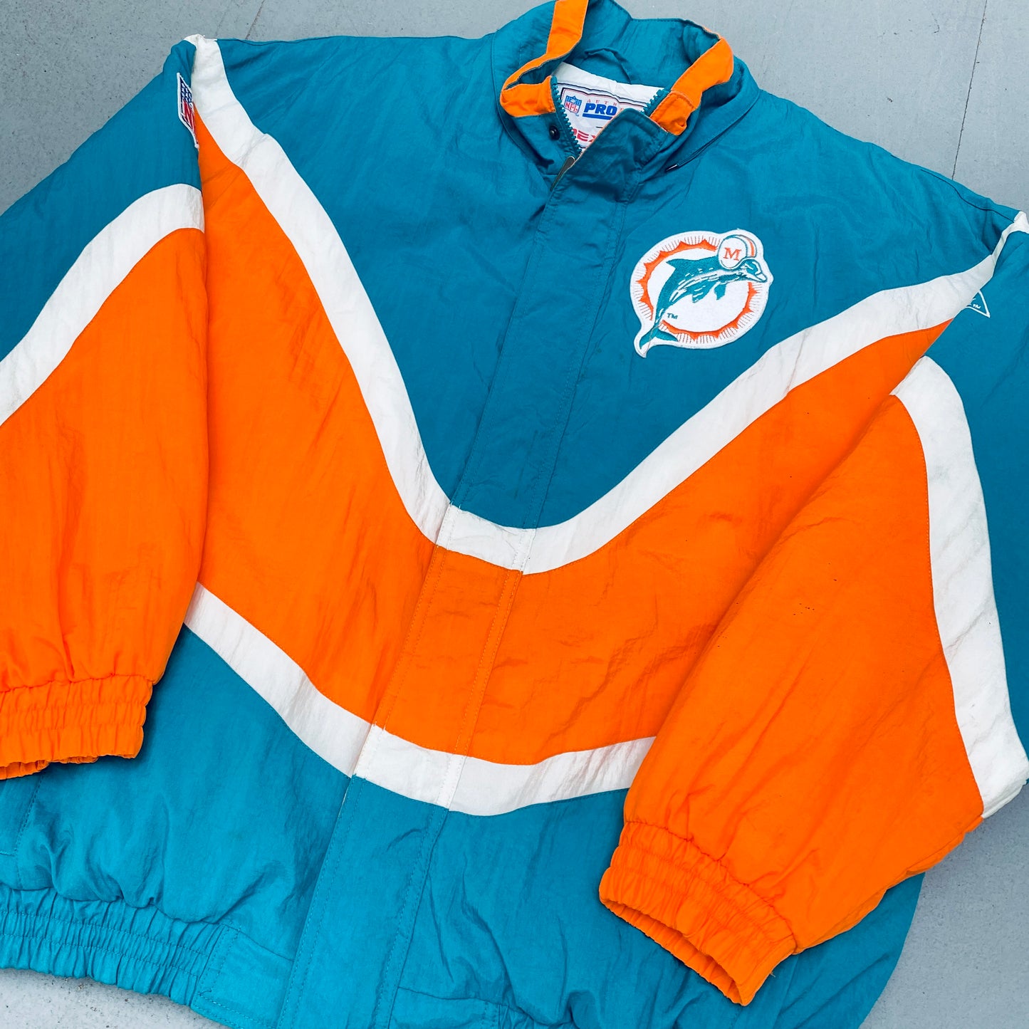 Miami Dolphins: 1990's Apex One "Ice Cream Man" Wave Fullzip Proline Jacket (L)