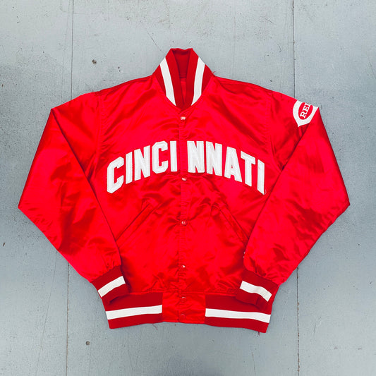 Cincinnati Reds: 1980's Satin Lightweight Starter Bomber Jacket (M)