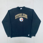 Pittsburgh Steelers: 1990's Logo 7 Embroidered Spellout Sweat (M)