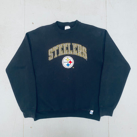 Pittsburgh Steelers: 1990's Logo 7 Embroidered Spellout Sweat (M)