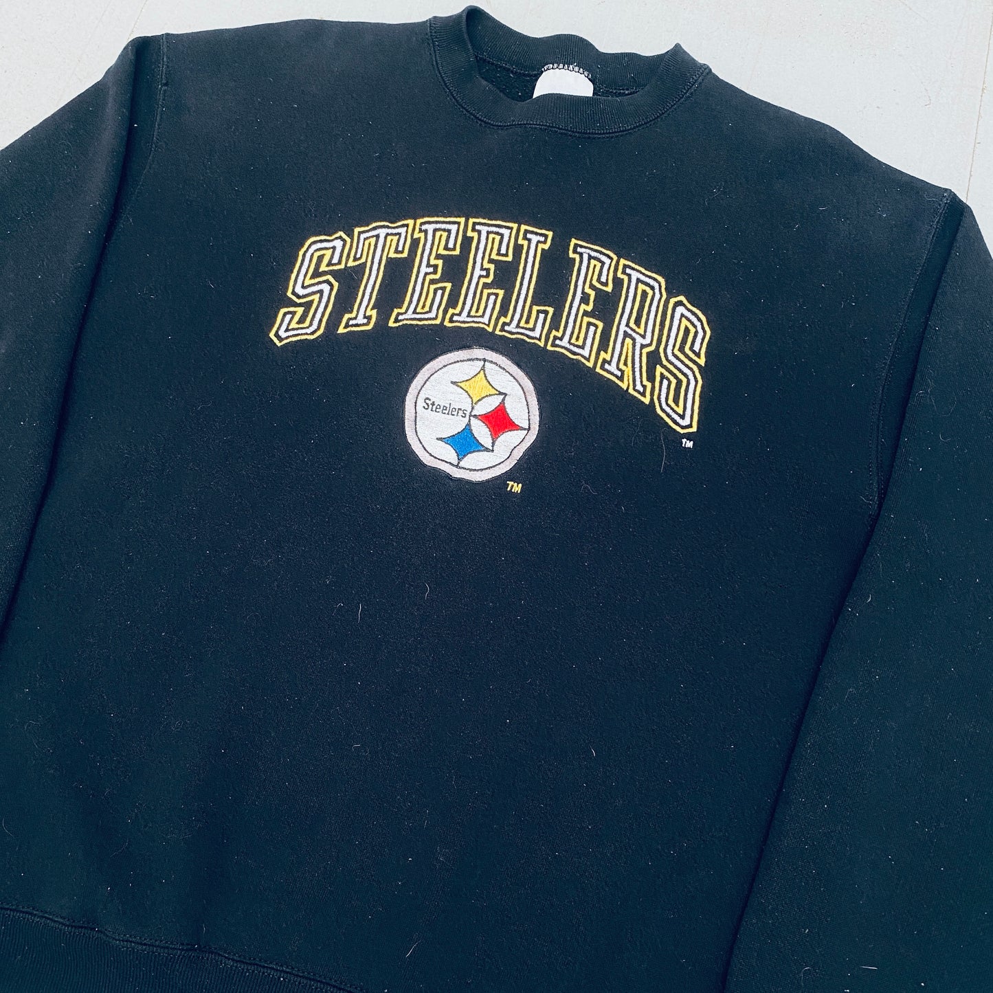 Pittsburgh Steelers: 1990's Logo 7 Embroidered Spellout Sweat (M)