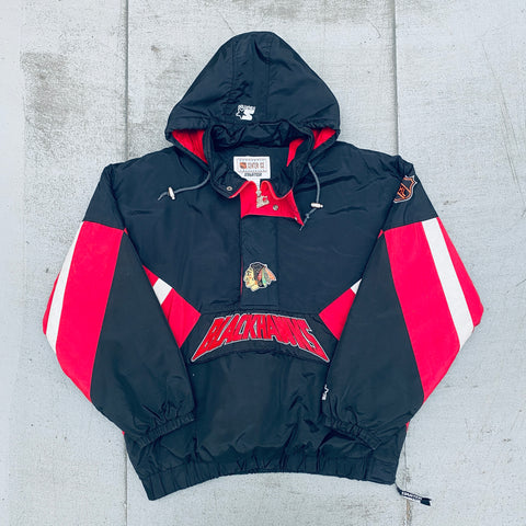 Chicago Blackhawks: 1990's 1/4 Zip Center Ice Starter Breakaway Jacket (XL)
