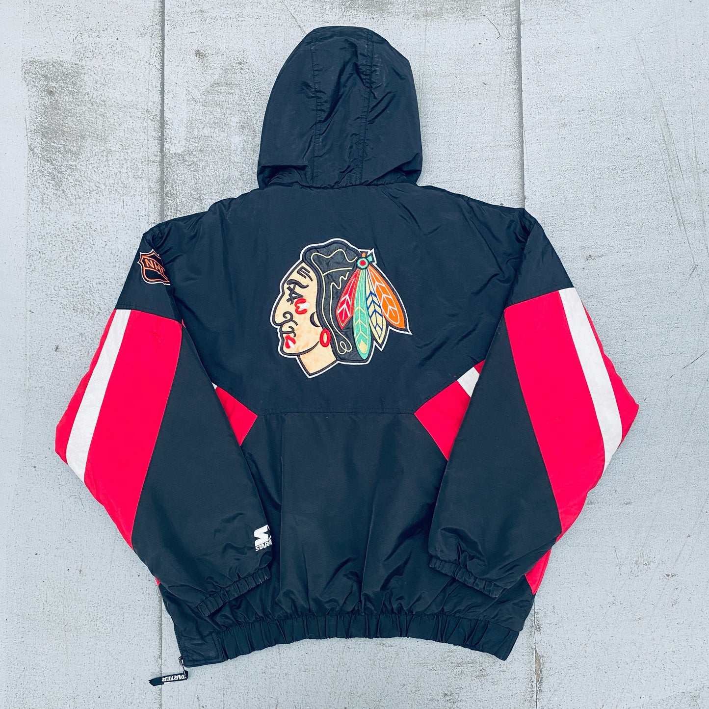 Chicago Blackhawks: 1990's 1/4 Zip Center Ice Starter Breakaway Jacket (XL)