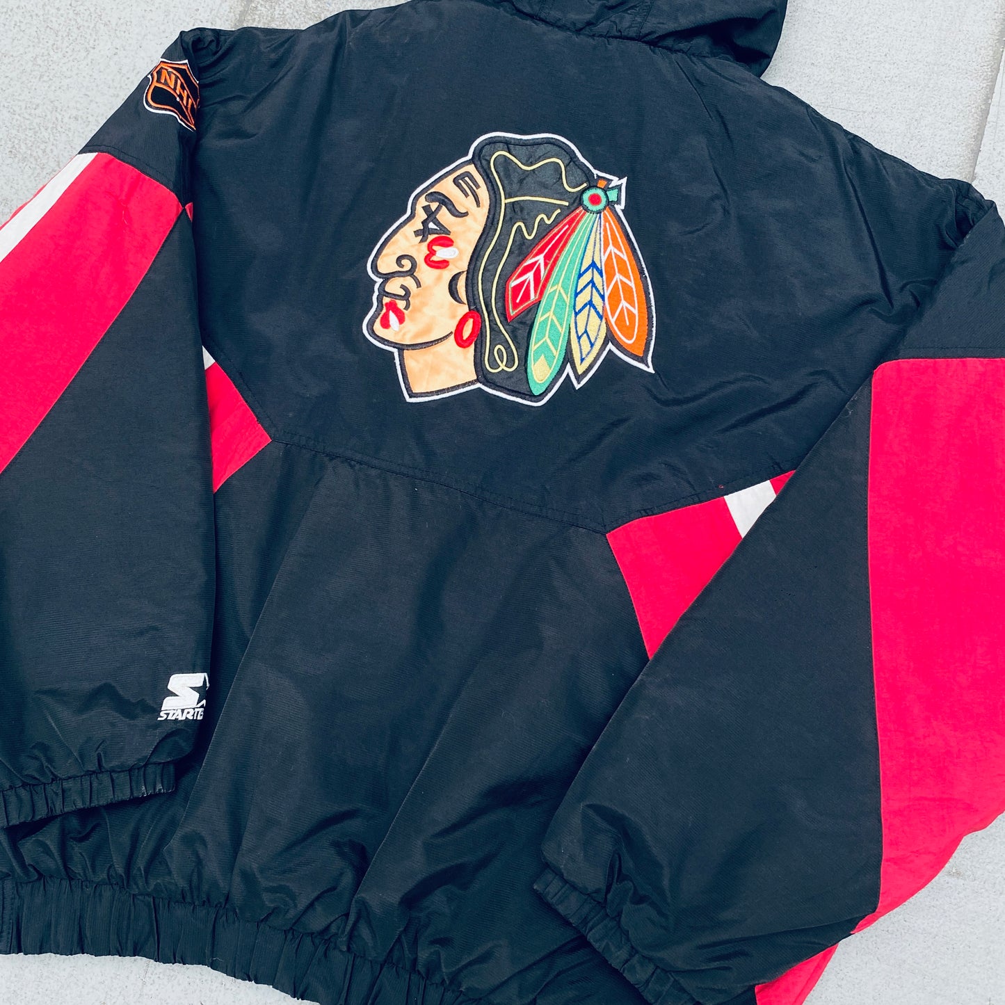 Chicago Blackhawks: 1990's 1/4 Zip Center Ice Starter Breakaway Jacket (XL)