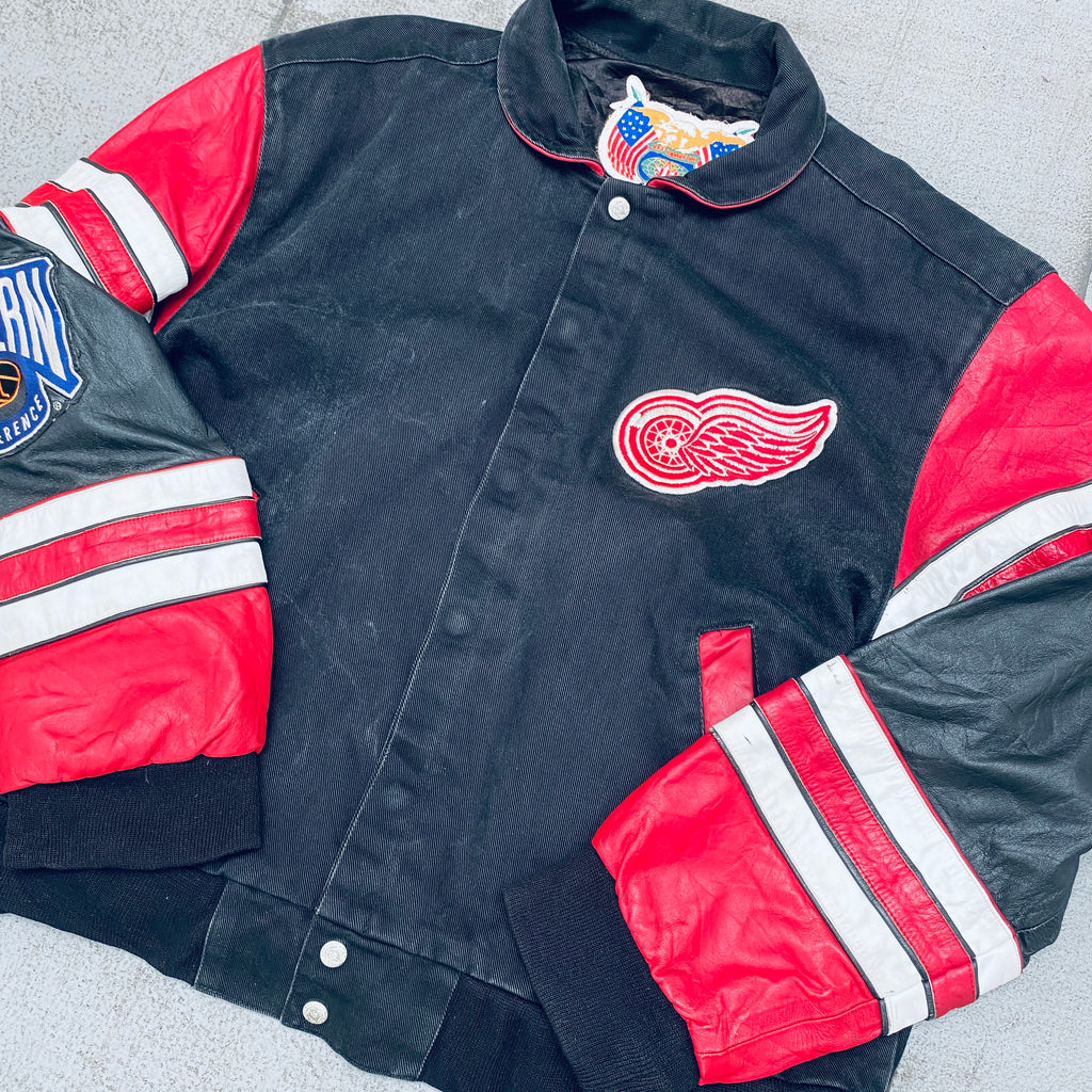 Detroit Red Wings Fleece Leather Jacket