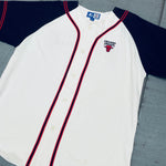 Chicago Bulls: 1990's Reverse Stitched Spellout Starter Baseball Jersey (L/XL)