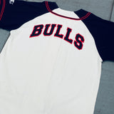 Chicago Bulls: 1990's Reverse Stitched Spellout Starter Baseball Jersey (L/XL)