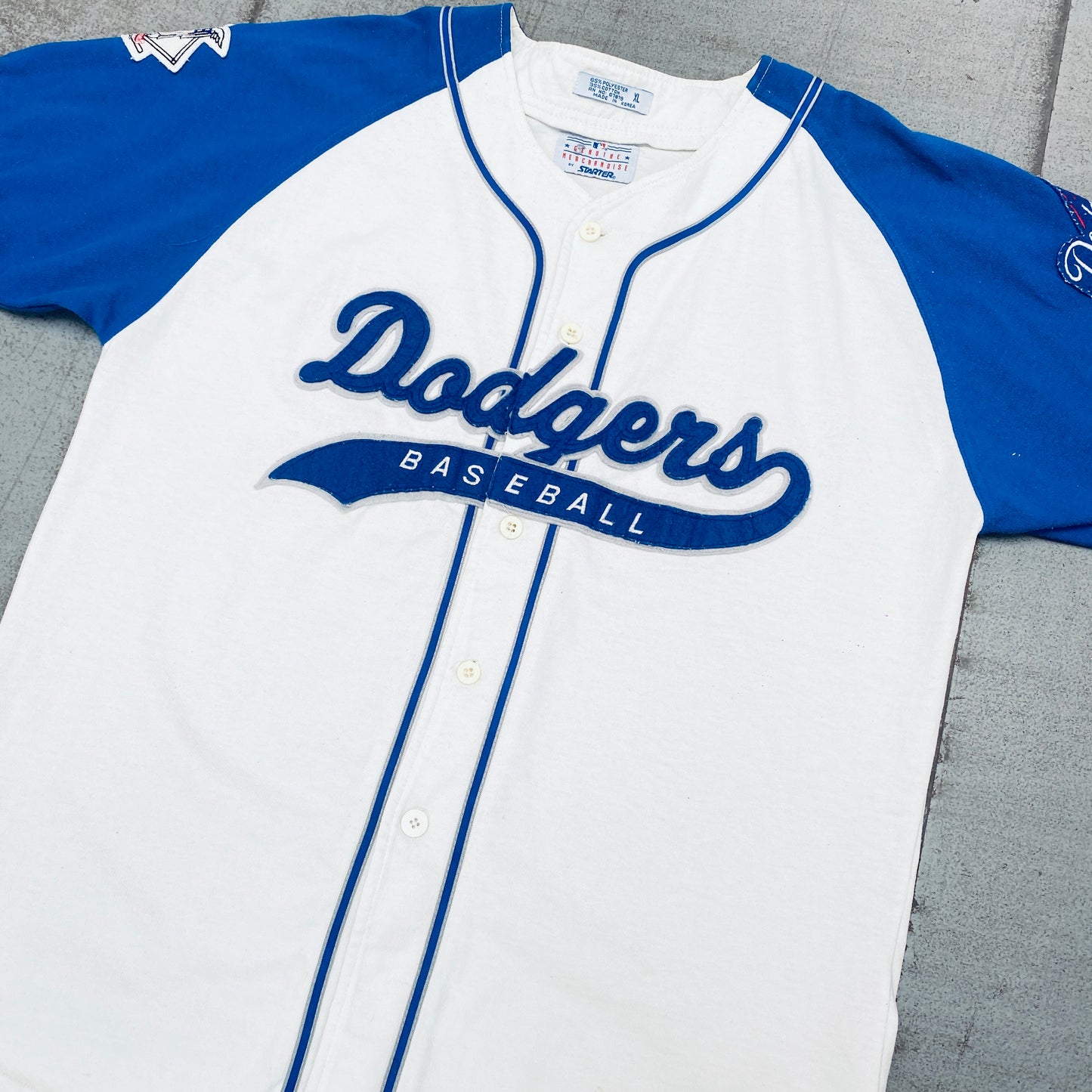 Los Angeles Dodgers: 1990's Stitched Script Spellout Starter Baseball Jersey (XL)