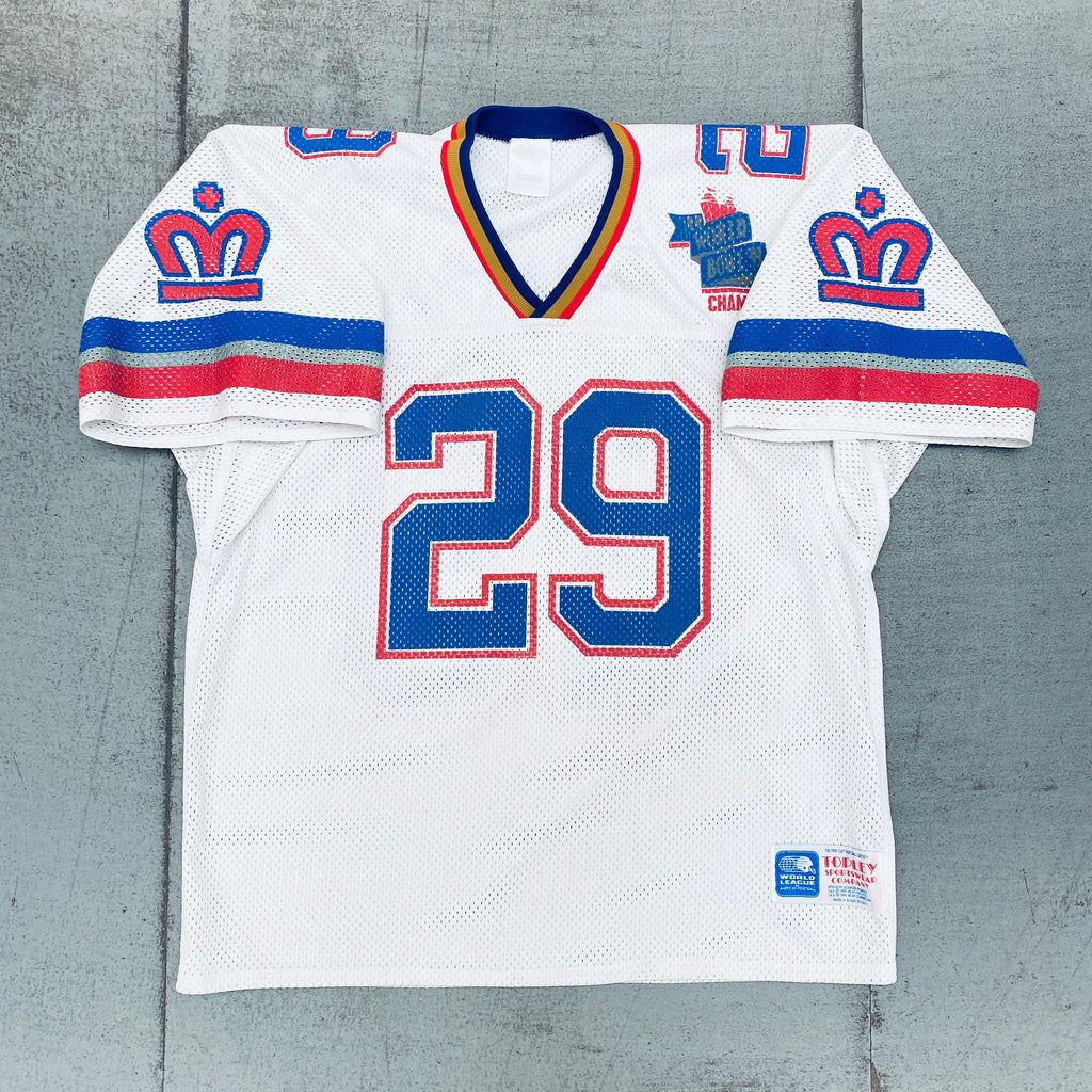 WLAF: London Monarchs 1991 Fan Jersey w/ World Bowl '91 Champions Patc –  National Vintage League Ltd.