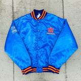 WLAF: London Monarchs 1992 Satin Reverse Embroidered Spellout Bomber Jacket (L)