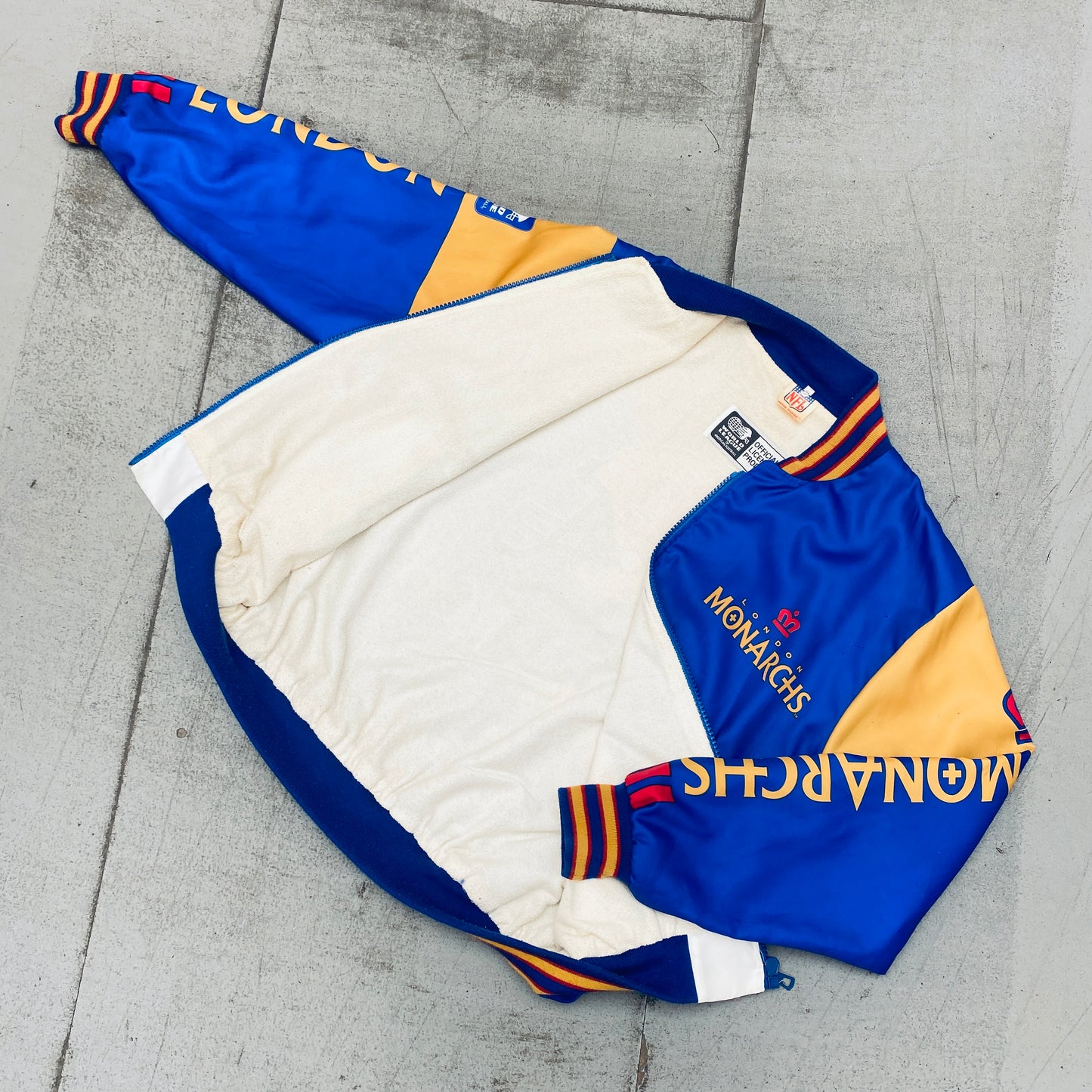 WLAF: London Monarchs 1991 Sublimated Fullzip Bomber Jacket (XL)