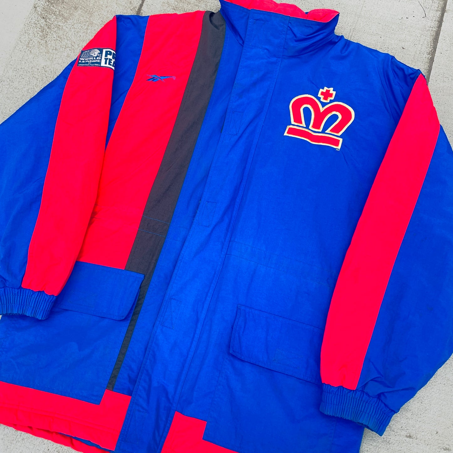 WLAF: London Monarchs 1995 Reebok Pro Team Fullzip Trench Coat (L)