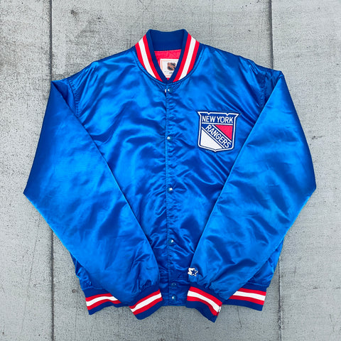New York Rangers: 1980's Satin Starter Bomber Jacket (XL)