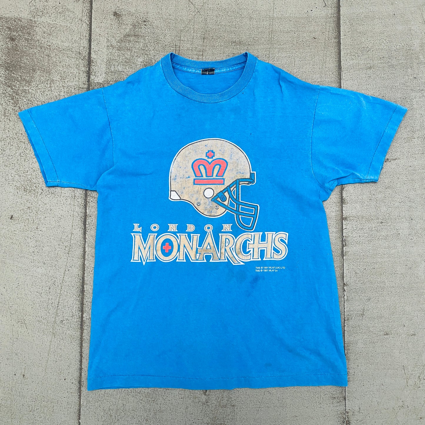 WLAF: London Monarchs 1991 Graphic Spellout Tee (L)