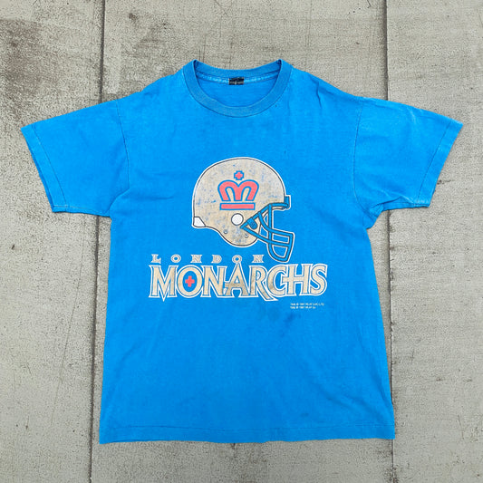 WLAF: London Monarchs 1991 Graphic Spellout Tee (L)