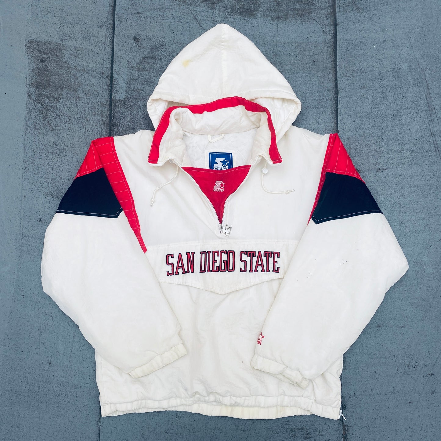 San Diego State Aztecs: 1990's Whiteout 1/4 Zip Starter Breakaway Jacket (L)