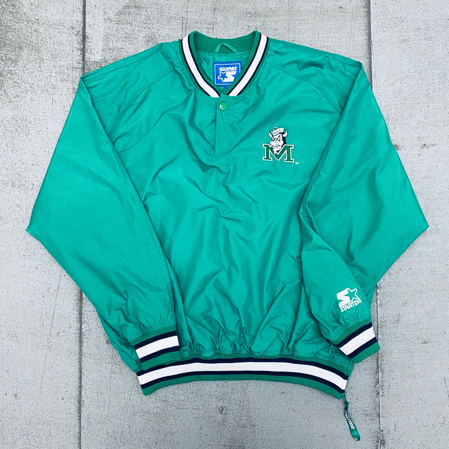 Marshall Thundering Herd: 1990's Reverse Spellout Starter Sideline Jacket (L/XL)