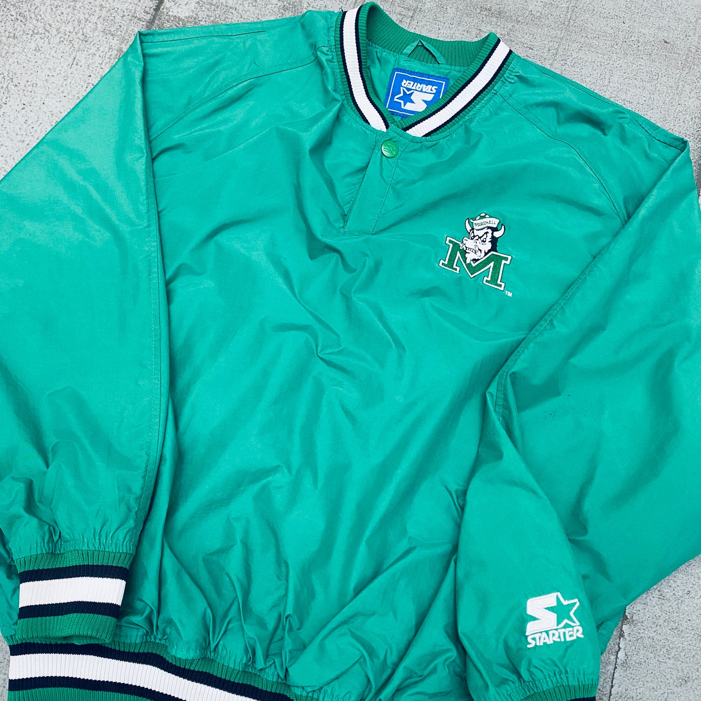 Marshall Thundering Herd: 1990's Reverse Spellout Starter Sideline Jacket (L/XL)