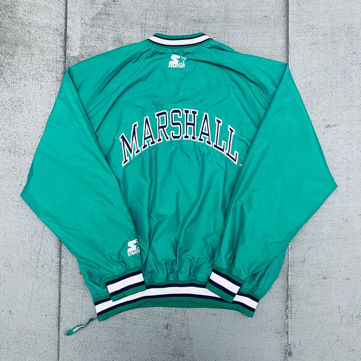 Marshall Thundering Herd: 1990's Reverse Spellout Starter Sideline Jacket (L/XL)