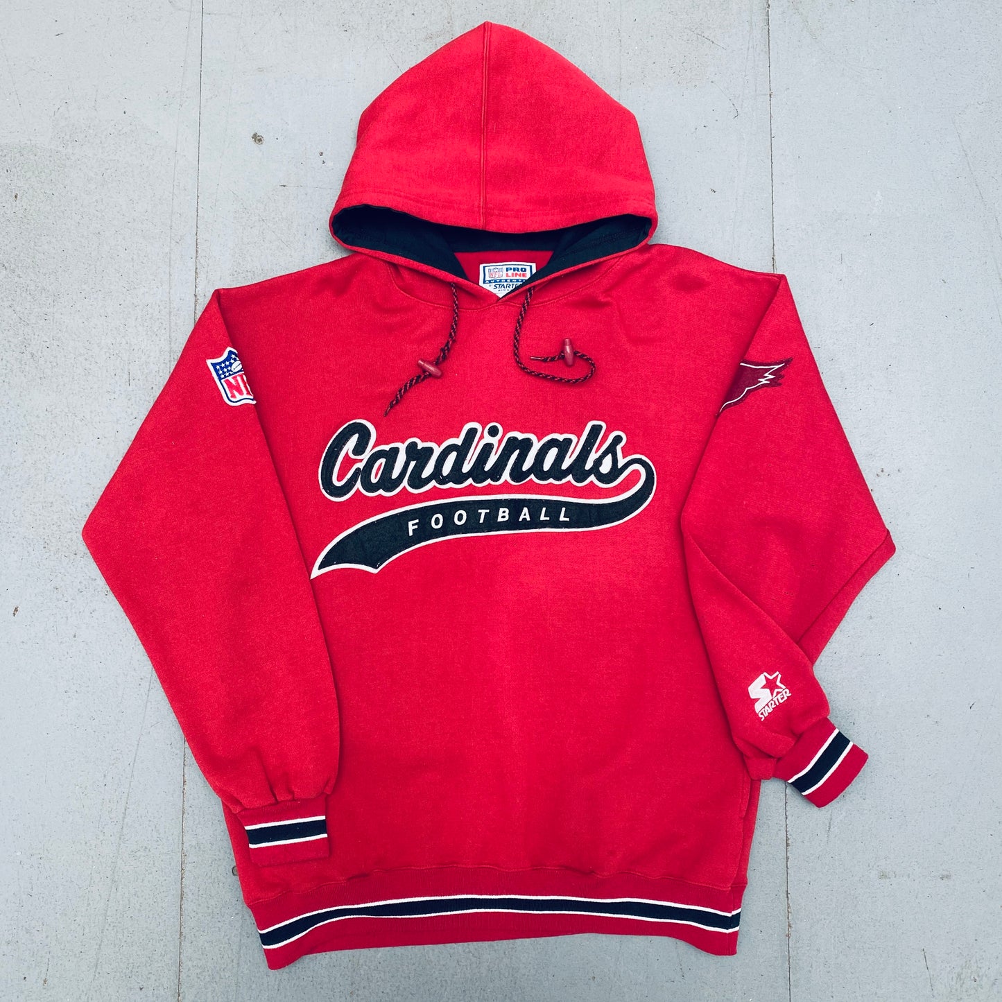 Arizona Cardinals: 1990's Stitched Script Spellout Proline Starter Hoodie (M/L)