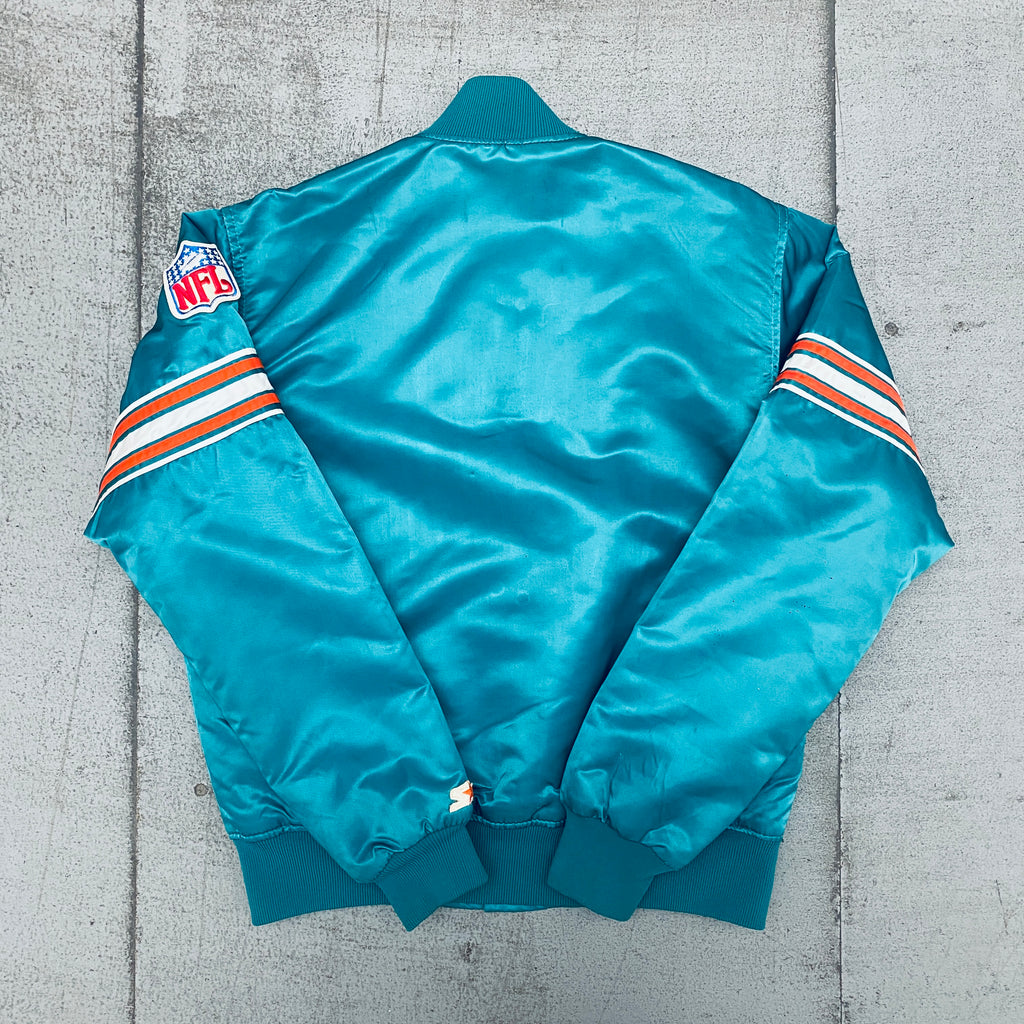 Vintage 80s Large MIAMI DOLPHINS NFL Pro Line Starter Satin Bomber Jacket  USA