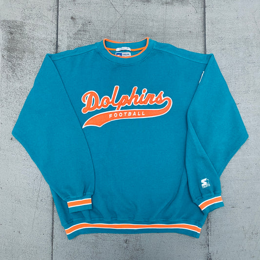 Miami Dolphins: 1990's Stitched Script Spellout Proline Starter Sweat (XXL)