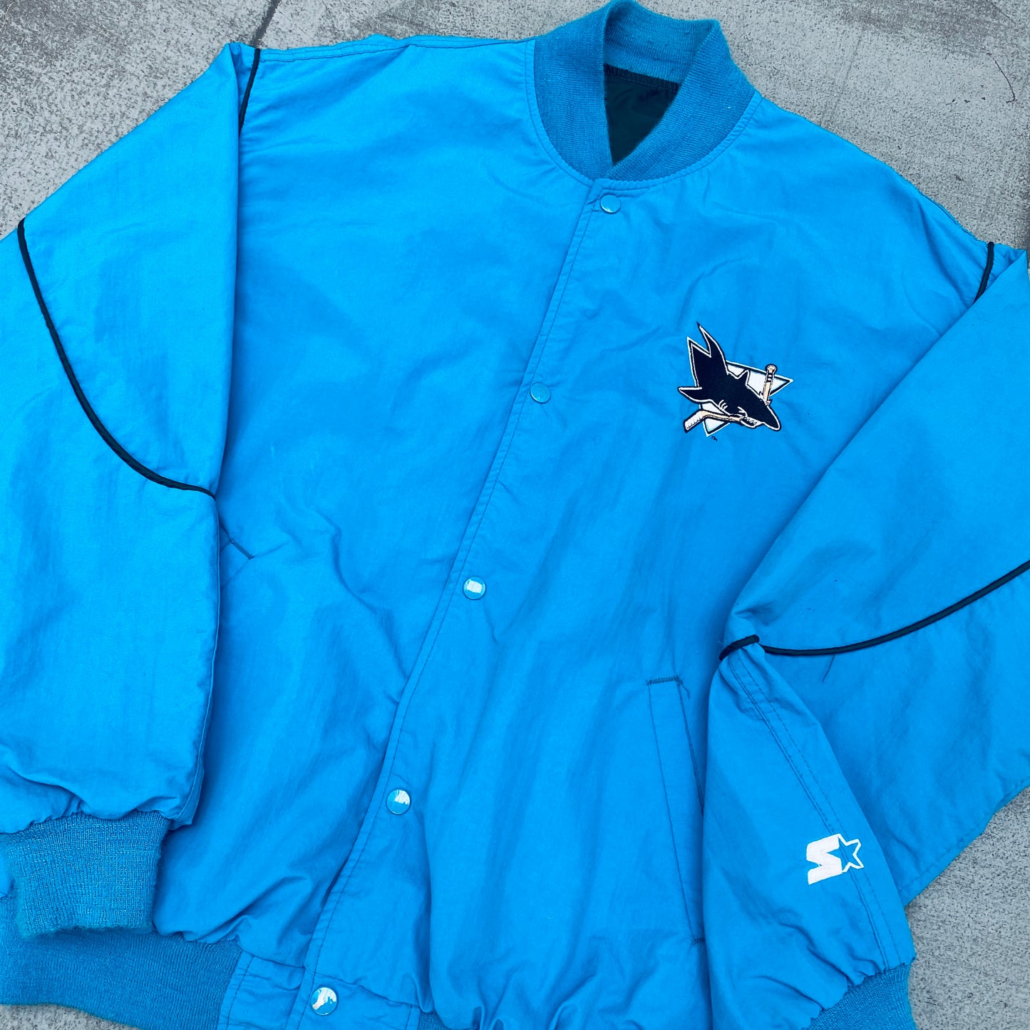 San Jose Sharks: 1990's Lightweight Starter Bomber Jacket (XL)