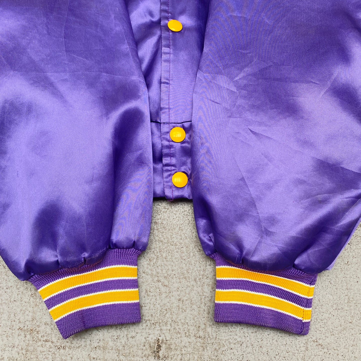 Minnesota Vikings: 1980's Chalk Line Satin Reverse Spellout Bomber Jacket (L)