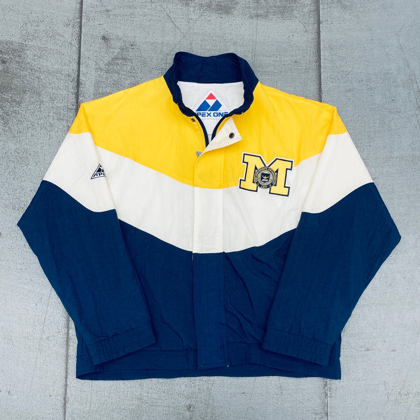 Michigan Wolverines: 1990's Apex One Reverse Spellout Wave Fullzip Lightweight Jacket (L/XL)