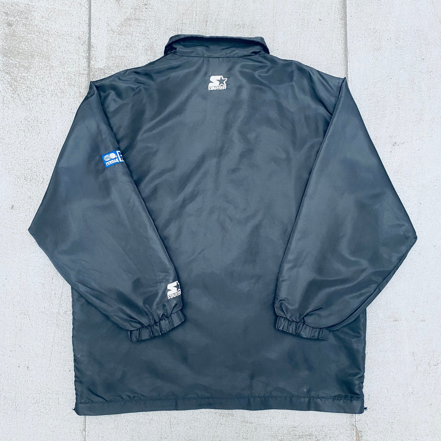 WLAF: Rhein Fire 1990's Blackout Satin Fullzip Pro Team Starter Jacket (L)