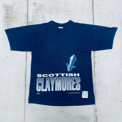 WLAF: Scottish Claymores 1996 Nutmeg Mills Graphic Spellout Tee (M/L)