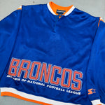 Denver Broncos: 1980's Button up Graphic Spellout Starter Sweat (L)