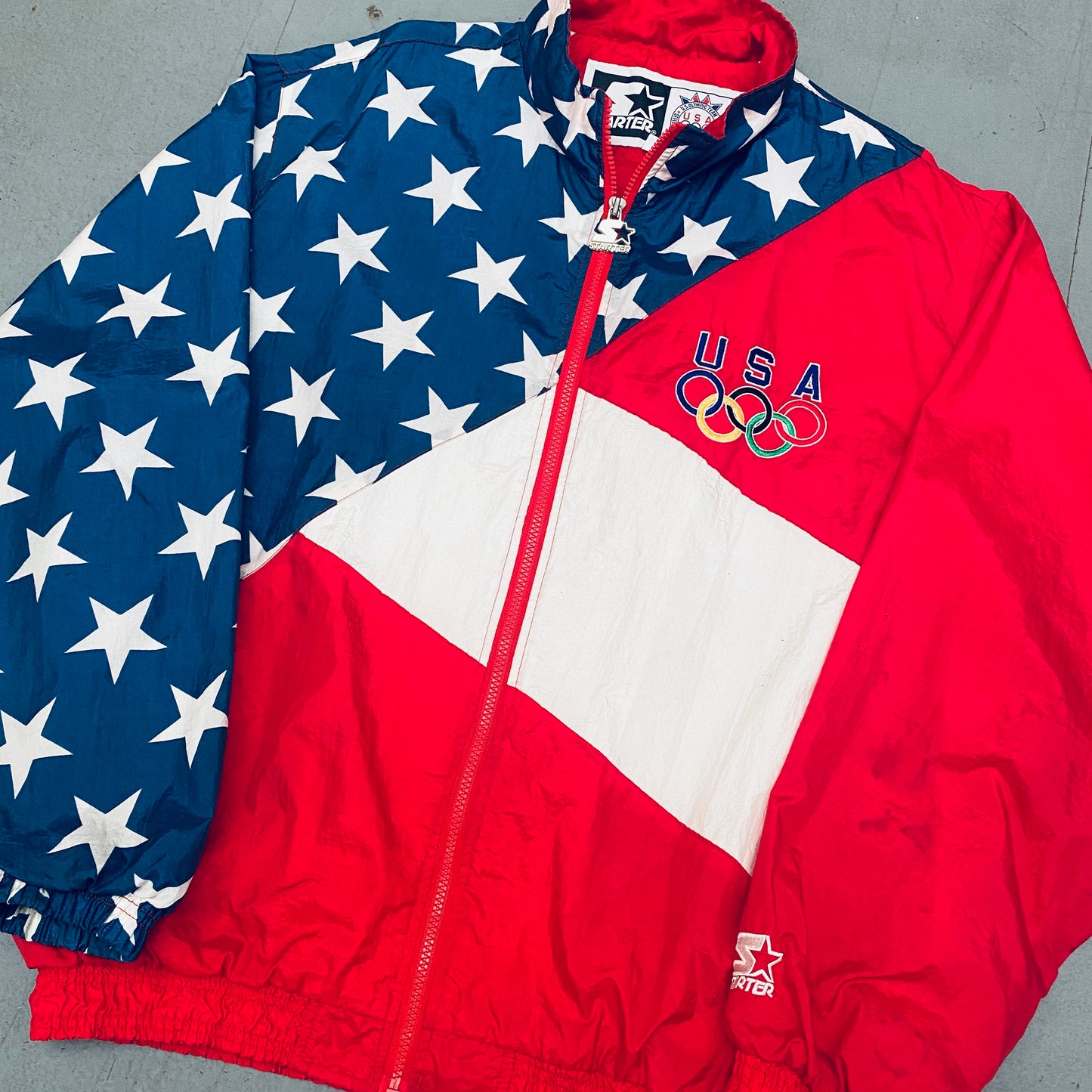 Olympics: Atlanta 1996 Team USA Stars And Stripes Fullzip Starter Windbreaker (L)