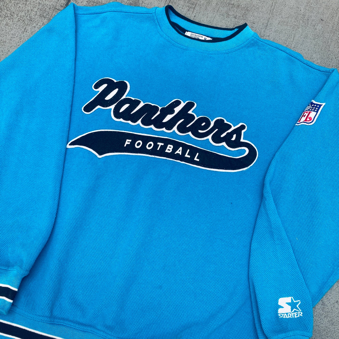 Carolina Panthers: 1990's Stitched Script Spellout Proline Starter Sweat (L)