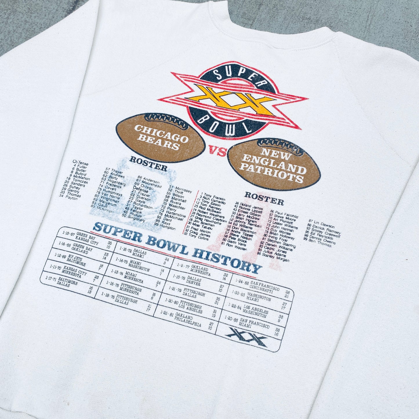 Chicago Bears: 1986 Super Bowl XX Match Up Sweat (S/M)