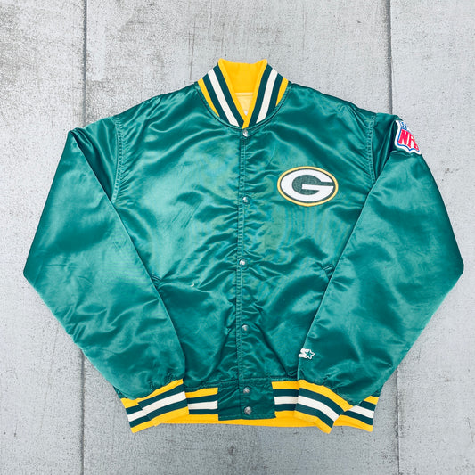 Green Bay Packers: 1980's Satin Starter Bomber Jacket (L)