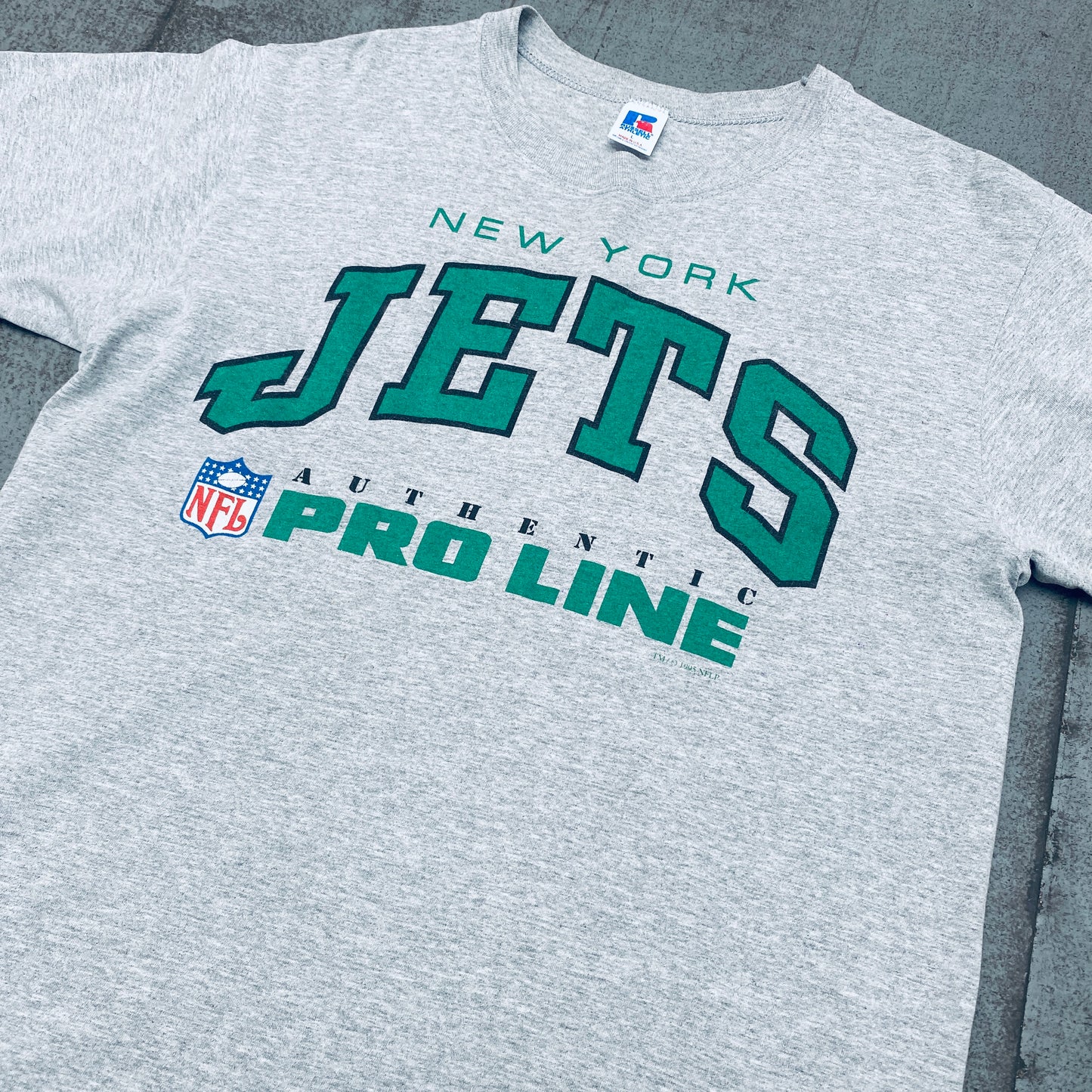 New York Jets: 1995 Russell Athletic Proline Spellout Tee (L)