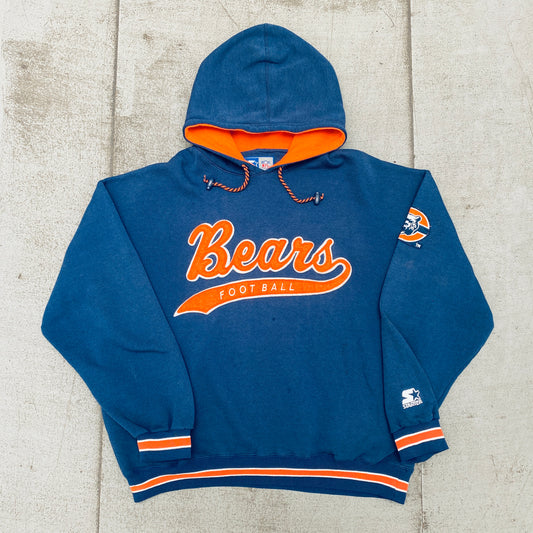 Chicago Bears: 1990's Stitched Script Spellout Starter Hoodie (XL)