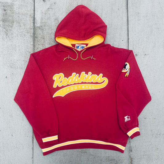 Washington Redskins: 1990's Stitched Script Spellout Starter Hoodie (L/XL)