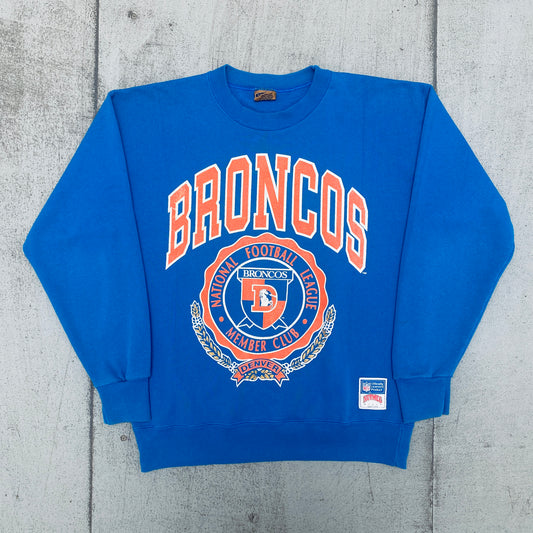 Denver Broncos: 1990's Nutmeg Mills Graphic Spellout Sweat (M/L)