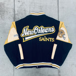 New Orleans Saints: 1990's Campri Reverse Spellout Wool Bomber Jacket (XL)