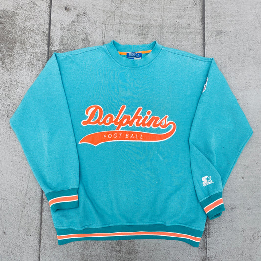 Miami Dolphins: 1990's Stitched Script Spellout Starter Sweat (XL)