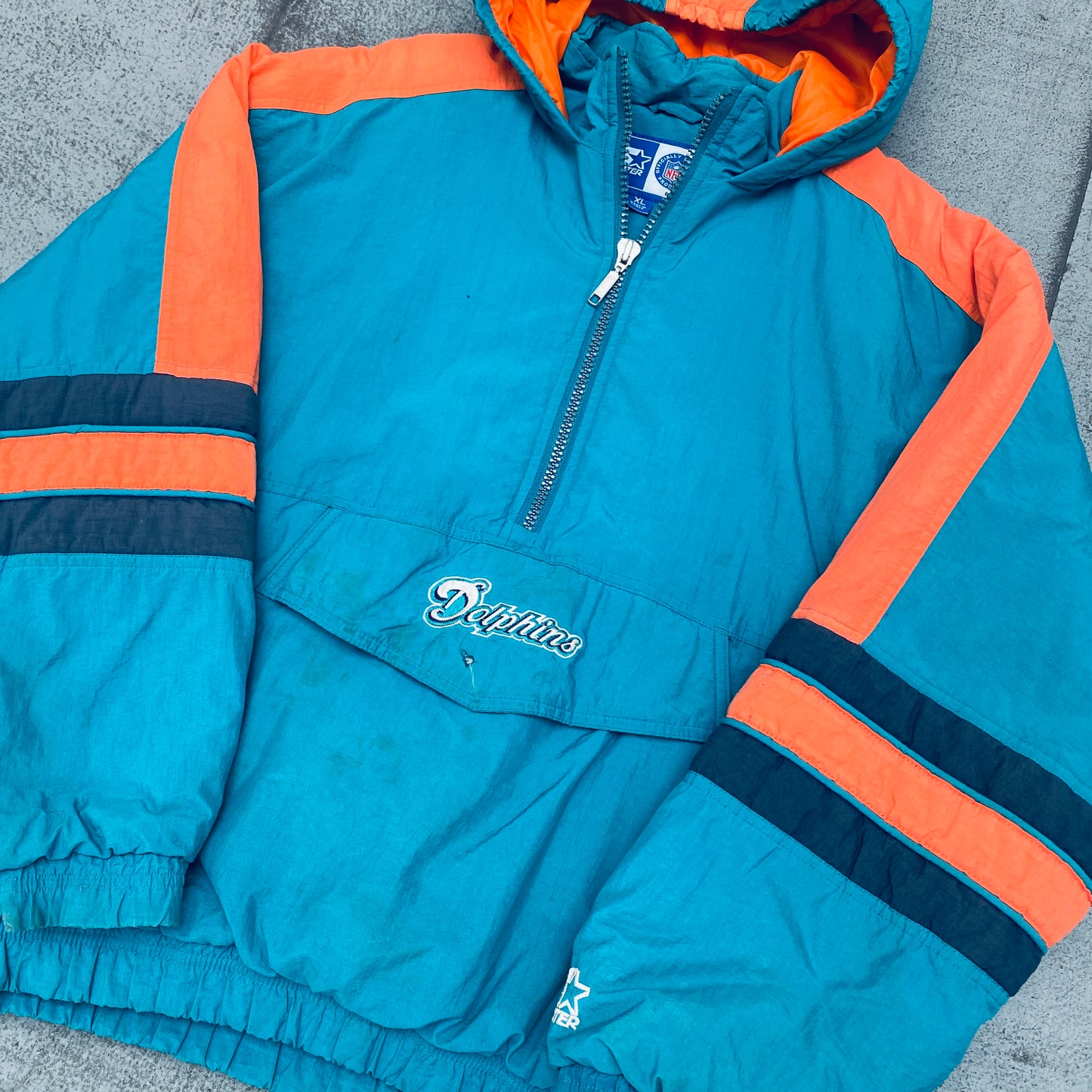 Miami Dolphins: 1990's 1/4 Zip Starter Breakaway Jacket (L)