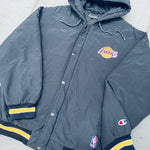 Los Angeles Lakers: 1990's Champion Blackout Fullzip Parka Jacket (S)