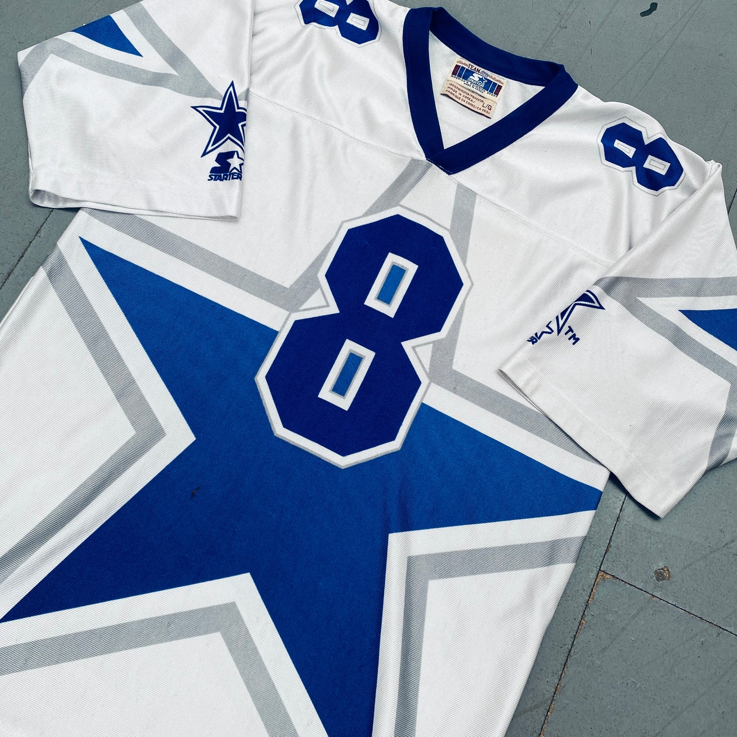 Dallas Cowboys: 1990's No. 8 "Troy Aikman" Big Logo Starter Fan Jersey (L)