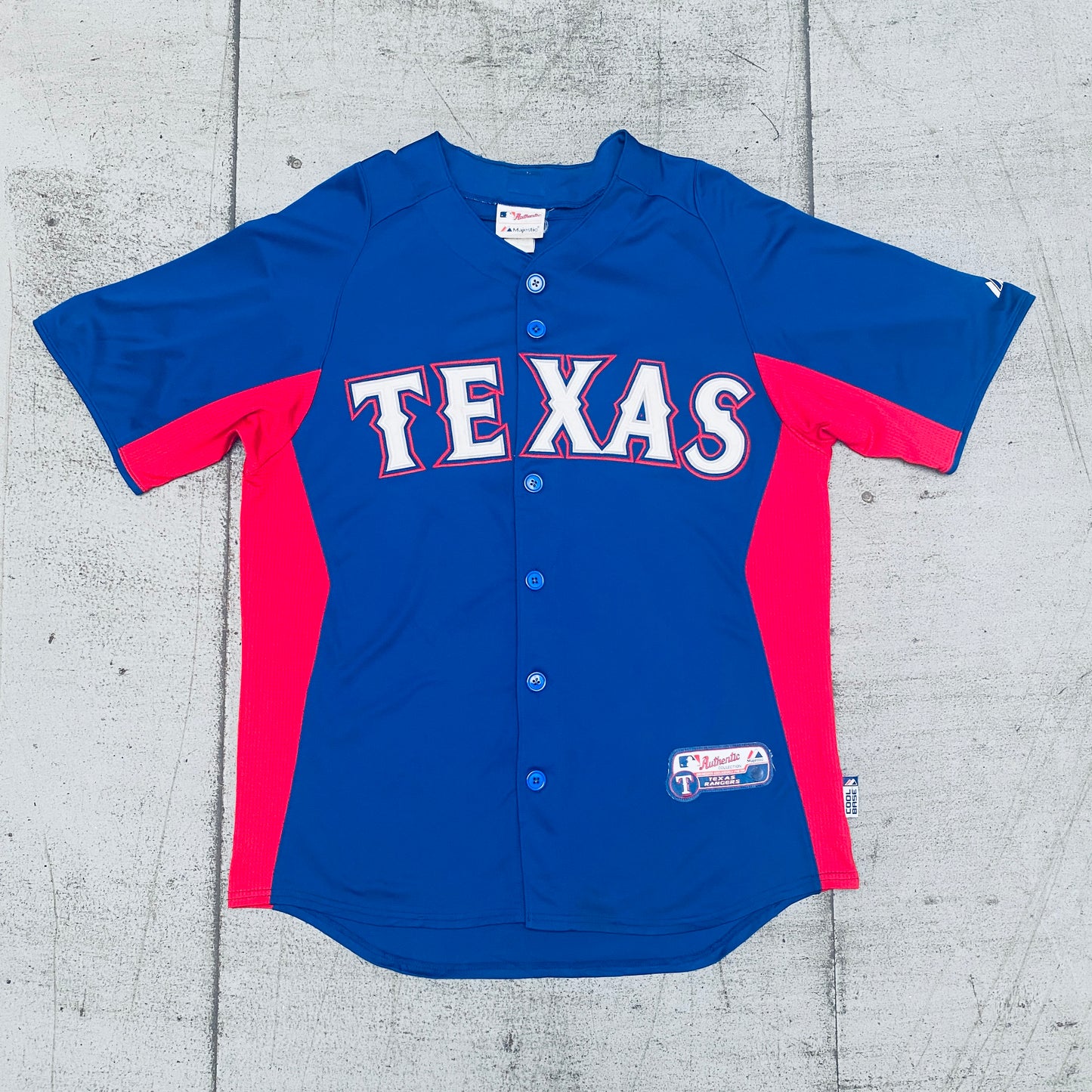 Texas Rangers: 2007 Blue Majestic Stitched Jersey (L)