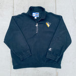 Pittsburgh Penguins: 1990's Logo Athletic 1/4 Zip Fleece Rink Side Jacket (XL)